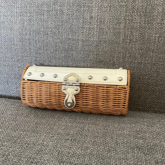 Small Vtg Michael Kors Rattan Wicker Clutch - Picture 2 of 12